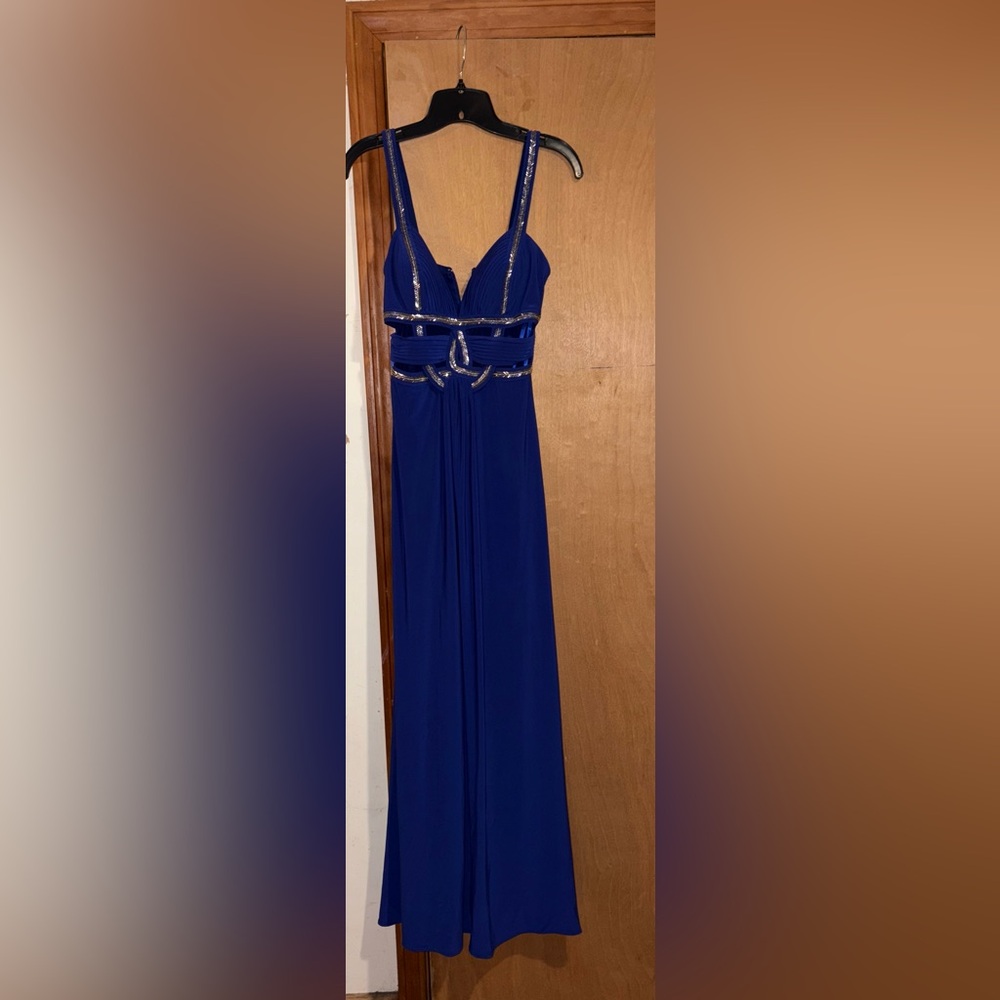 Elegant Blue Dress with Silver Details